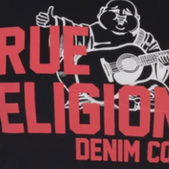 TRUE RELIGION Mens Short Sleeve BUDDHA APPROVED Crewneck T-Shirt (Black) - Picture 2 of 4